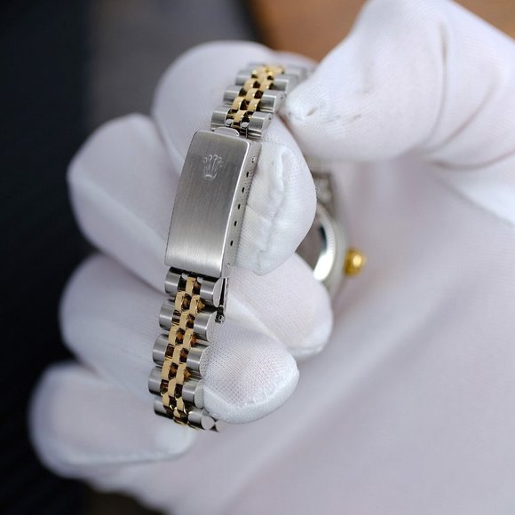 ROLEX LADIES DATEJUST 18KY GOLD & STEEL WATCH 69173 CHAMPAGNE DIAL FLUTED 26MM - Picture 11 of 16